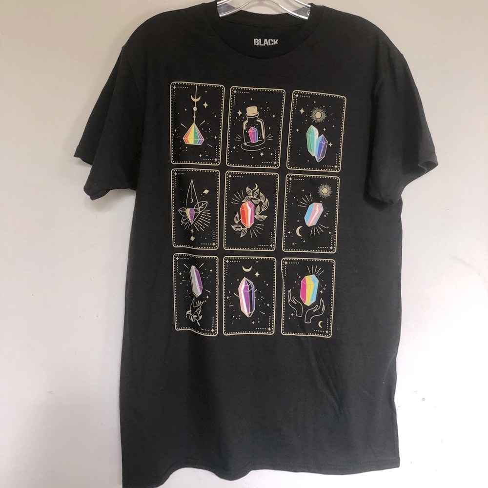 Tarot Card Pride Rainbow Crystal Black Matter T shirt